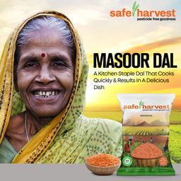 Safe Harvest Pesticide-Free Unpolished Red Masoor Dal 500g (Pack of 2)