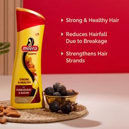 Meera Strong and Healthy Shampoo, With Goodness of Kunkudukai & Badam,Gives Soft & Smooth Hair, For Men and Women,Paraben Free, 180ml