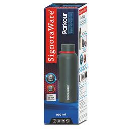 Signoraware Parkour Coloured Stainless Steel Vacuum Insulated Flask Steel Water Bottle 900ml, Green