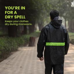 Rain Coat for Men & Women Waterproof Bike Raincoat for Men with Pant Set Reflective Raincoat for Women, Boys & Girls Adjustable Top and Bottom Rain Coat for Women with Bag - Black (Multicolor available)