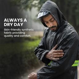Rain Coat for Men & Women Waterproof Bike Raincoat for Men with Pant Set Reflective Raincoat for Women, Boys & Girls Adjustable Top and Bottom Rain Coat for Women with Bag - Black (Multicolor available)
