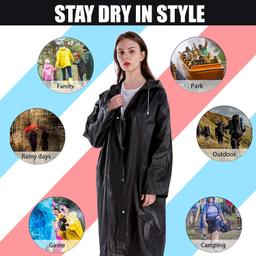 Rain Coat for Men & Women Waterproof Bike Raincoat for Men with Pant Set Reflective Raincoat for Women, Boys & Girls Adjustable Top and Bottom Rain Coat for Women with Bag - Black (Multicolor available)