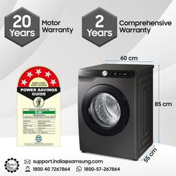 Samsung 9 kg, 5 Star, Eco Bubble Technology with Super Speed, AI Control , Wi-Fi, Digital Inverter Motor, Fully-Automatic Front Load Washing Machine Appliance (WW90T604DLN1TL, Hygiene Steam, Inox)