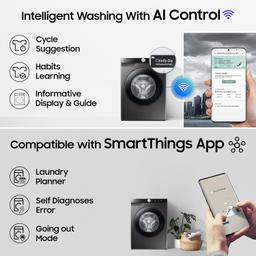 Samsung 9 kg, 5 Star, Eco Bubble Technology with Super Speed, AI Control , Wi-Fi, Digital Inverter Motor, Fully-Automatic Front Load Washing Machine Appliance (WW90T604DLN1TL, Hygiene Steam, Inox)