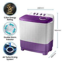 Samsung 7 kg, 5 star, Semi-Automatic Washing Machine (WT70M3000UU/TL, Air Turbo Drying, LIGHT GRAY)