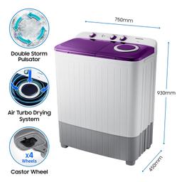 Samsung 6 kg, 5 star, Semi-Automatic Washing Machine (WT60R2000LL/TL, Air Turbo Drying, LIGHT GRAY, Awarded as Washing Machine Brand of the year)