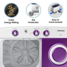 Samsung 6 kg, 5 star, Semi-Automatic Washing Machine (WT60R2000LL/TL, Air Turbo Drying, LIGHT GRAY, Awarded as Washing Machine Brand of the year)