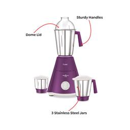 Prestige Nakshatra V2 550W Mixer Grinder with 3 Stainless Steel Jars(Purple, Dome Lid, Aluminium Jar Base)