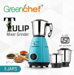 Greenchef Tulip Mixer Grinder 600Watt (3 Jars, Brown)