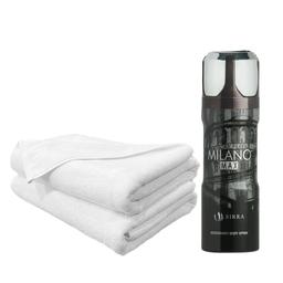 Cotton Bath Towel Jumbo Size White with Milano Max Deodorant Body Spray - 200ml