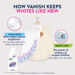 Vanish Crystal White 800 ml, Fabric Whitener | Detergent Add-On Liquid | Whites like new | Stain Remover | Chlorine Bleach Free | Suitable with all Washing Detergent Powders and Liquids