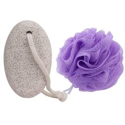 kai Stone with 1 Loofa for Rich Leather Bathing and Natural Exfoliating, Foot Cleaning for Men, Women - Multicolored, Pack of 1  (2 Items in the set)