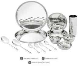SQ Exclusive Dinner Set | Stainless Steel | Mirror Finish | Set of 18 - Solid