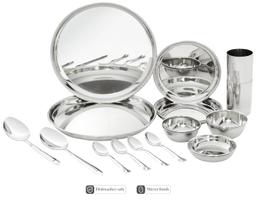 SQ Exclusive Dinner Set | Stainless Steel | Mirror Finish | Set of 18 - Solid