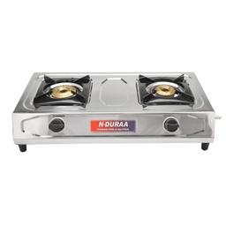 N-DURAA Solid Stainless Steel 2 Brass Burner Gas with N-DURAA Pressure Cooker, 12 Liters