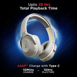 boAt Rockerz 425 Bluetooth Wireless On Ear Headphones Signature Sound, Enx Tech, ASAP Charge, 25H Playtime, Bluetooth V5.2, Dual Pairing with Mic (Ash Grey)