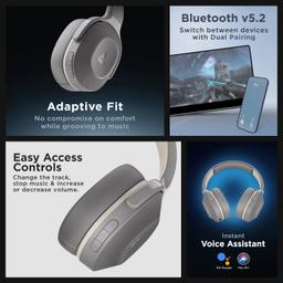 boAt Rockerz 425 Bluetooth Wireless On Ear Headphones Signature Sound, Enx Tech, ASAP Charge, 25H Playtime, Bluetooth V5.2, Dual Pairing with Mic (Ash Grey)