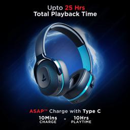 boAt Rockerz 425 Bluetooth Wireless Over Ear Headphones with Mic with Signature Sound, Beast Mode(Upto 65Ms Low Latency) for Gaming Enx Tech, ASAP Charge 25H Playtime V5.2, Dual Pairing (Oceana Blue)