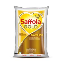 Saffola Gold Refined Cooking oil | Power of 3 (1 Litre Pouch)