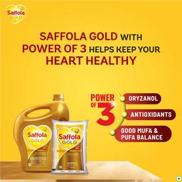Saffola Gold Refined Cooking oil | Power of 3 (1 Litre Pouch)