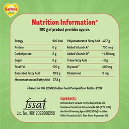 Saffola Tasty Refined Oil|Blend of Corn Oil & Rice Bran Oil|Cooking oil|Pro Fitness Conscious Edible Oil 1 Litre Pouch