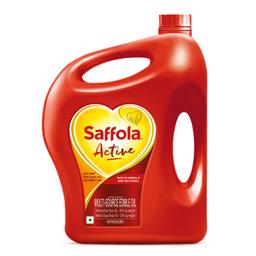 Saffola Active Refined Oil|Blend of Rice Bran Oil & Soyabean Oil|Cooking Oil|Pro Weight Watchers Edible Oil 5 litre Jar