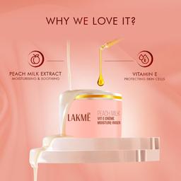 Lakme Peach Milk Soft Crème Moisturizer for Face 100 g|| Daily Lightweight Whipped Cream with Vitamin E for Soft|| Glowing Skin - Non Oily 24h Moisture.