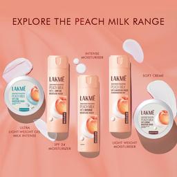 Lakme Peach Milk Soft Crème Moisturizer for Face 100 g|| Daily Lightweight Whipped Cream with Vitamin E for Soft|| Glowing Skin - Non Oily 24h Moisture.