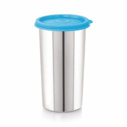 Stainless Steel Tumbler with Lid | Air Tight Leak Proof Glass Tumblers for Office Gym Yoga Hiking Trekking Travel Home Kitchen (420ml), Set of 1