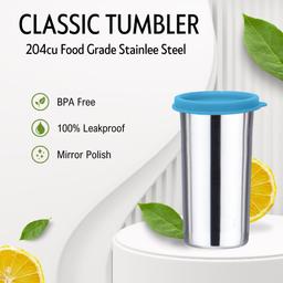 Stainless Steel Tumbler with Lid | Air Tight Leak Proof Glass Tumblers for Office Gym Yoga Hiking Trekking Travel Home Kitchen (420ml), Set of 1