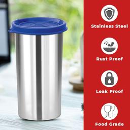 Stainless Steel Tumbler with Lid | Air Tight Leak Proof Glass Tumblers for Office Gym Yoga Hiking Trekking Travel Home Kitchen (420ml), Set of 1