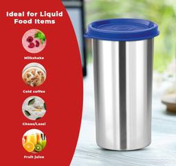Stainless Steel Tumbler with Lid | Air Tight Leak Proof Glass Tumblers for Office Gym Yoga Hiking Trekking Travel Home Kitchen (420ml), Set of 1