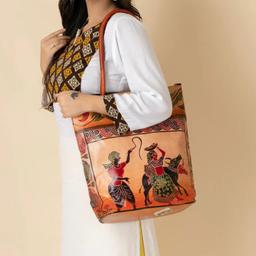 Leather Shoulder bag | Traditional Printed Handbag for Women Multicolor