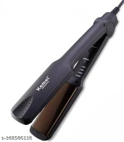 Kemei KM-329 Temperature Control Hair Straightener with 100% Cotton Large Full Size White Bath Towels Combo