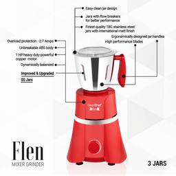 Greenchef Mixer Grinder Flen 1HP 3Jars