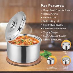 Stainless Steel Classy Casserole 4 LTR With N-Duraa Non-Stick Concave Tawa  28CM