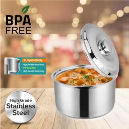 Stainless Steel Classy Casserole 4 LTR With N-Duraa Non-Stick Concave Tawa  28CM