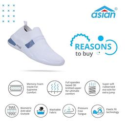 ASIAN Mens Hattrick-27 For Men(White, Blue) & ASIAN Men's Thar-01 Sports Running,Walking & Gym Shoes Buy one Get one Free