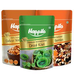 Happilo New Combo Cashew 500gm Badam 500gm Green Raisins 500gm Walnut 200gm Berries 200gm Kiwi 200gm 3 Bath Towels