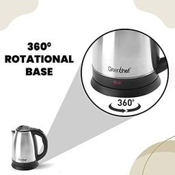 GREENCHEF Automatic Stainless Steel Electric Kettle (Silver Black),600 Watts,1.5 Liter With SmartQuick Presents Stainless Steel Water Bottle,1 litre