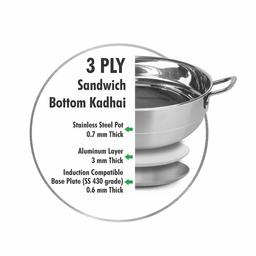 Signoraware All-Rounder Multipurpose Deluxe Kadhai (HEAVY WEIGHT) Induction Friendly Stainless Steel Induction Bottom (7pcs -6 plates, 2 Big Idli, 2 Dhokla, 1 Patra Plate & 1 Mini Idli Plate), Silver