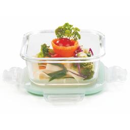 SignoraWare Lock 'N' Store Square High Microwave Oven Borosilicate Safe Glass Container with Air Tight Lid | Multipurpose Jar Box (320ml, Transparent, Food Grade)