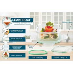 SignoraWare Lock 'N' Store Square High Microwave Oven Borosilicate Safe Glass Container with Air Tight Lid | Multipurpose Jar Box (320ml, Transparent, Food Grade)