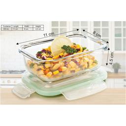 SignoraWare Lock 'N' Store Rectangle High Microwave Oven Borosilicate Safe Glass Container with Air Tight Lid | Multipurpose Jar Box (150ml, Transparent, Food Grade)