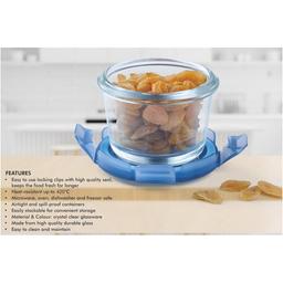 Signoraware Lock 'N' Store Round High Microwave Oven Borosilicate Safe Glass Container with Air Tight Lid | Multipurpose Jar Box (125ml, Transparent, Food Grade)