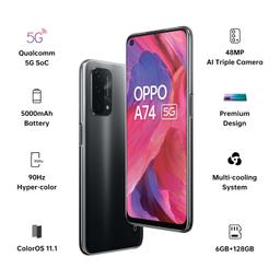 OPPO A74 5G (Fluid Black, 6GB RAM, 128GB Storage)