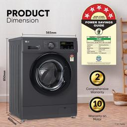 LG 9 Kg 5 Star Inverter Touch panel Fully-Automatic Front Load Washing Machine with In-Built Heater (FHM1409BDM, Middle Black, Steam for Hygiene Wash)