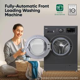 LG 9 Kg 5 Star Inverter Touch panel Fully-Automatic Front Load Washing Machine with In-Built Heater (FHM1409BDM, Middle Black, Steam for Hygiene Wash)