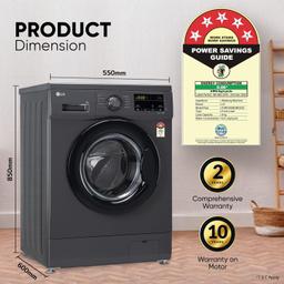 LG 7 Kg 5 Star Inverter Touch panel Fully-Automatic Front Load Washing Machine with In-Built Heater (FHM1207SDM, Middle Black, Steam for Hygiene Wash)