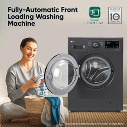 LG 7 Kg 5 Star Inverter Touch panel Fully-Automatic Front Load Washing Machine with In-Built Heater (FHM1207SDM, Middle Black, Steam for Hygiene Wash)